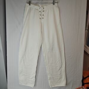 Hard Tail Forever Sz S White Sweatpants Lace Up Waist Lounge Wide Leg Pants